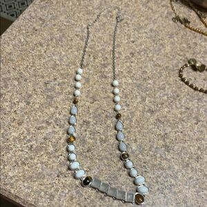 New York & Company Silver and Brown Necklace with Elegant Beads